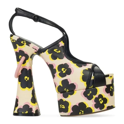 全新带盒 LANVIN 黑色/粉色平台凉鞋微笑鞋 38 美元 2145 — 第 1/4 张图片