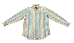Vintage 80s Chaps Ralph Lauren Oxford Button Down Shirt Men’s XL Pastel Striped - Picture 1 of 14