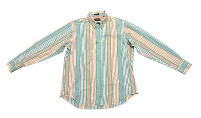 Vintage 80s Chaps Ralph Lauren Oxford Button Down Shirt Men’s XL Pastel Striped - Image 1 of 4