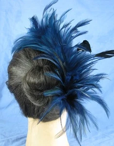 Peine de plumas azul marino fascinador molinería boda ascot sombrero pieza de pelo - Imagen 1 de 3