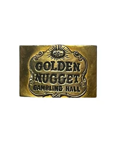 VINTAGE * GOLDEN NUGGET * GAMBLING HALL LAS VEGAS CASINO BELT BUCKLE - Picture 1 of 2