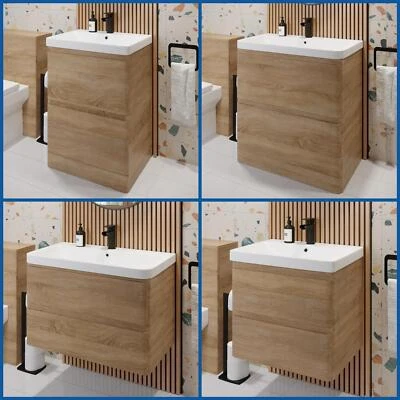 Modern Bathroom Vanity Unit Basin Cabinet Floor Standing Wall Hung Storage Wood - Image 1 of 4