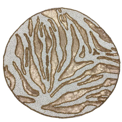 Centro de mesa Jewel Mumbai Tigre Rayas Cuentas Oro Rosa Estampado Animal 15" Foto 1 de 4