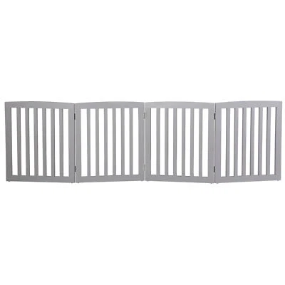 Очень широкие складные деревянные ворота для собак 24 дюйма забор безопасности для помещений домашних животных 4 панели серый - Изображение 1 из 4