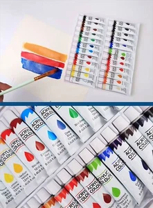 15 PC Kids Watercolor Paint Artist Gift Set 12ml Tubes + Mixing Palette, Brushes - Picture 1 of 14