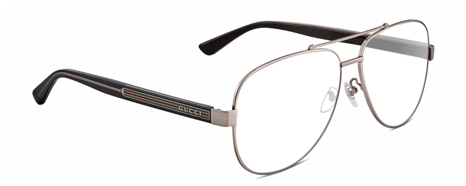 Gucci GG0528S Designer Reading Glasses Ruthenium Silver Black Crystal Pilot 63mm - Изображение 1 из 1