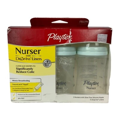 Playtex Nurser Bottles With Drop-Ins Liners BPA-Free Slow Flow Silicone Nipples - Image 1 of 4
