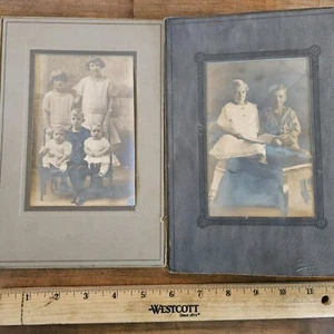 RAR Antik Foto 1870er Kleinkinder Zwilling Mädchen Baby Teens Matrose Outfit - Bild 1 von 4