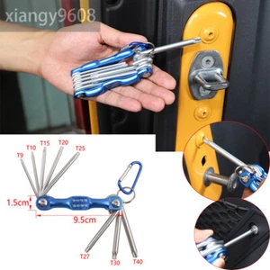 Stainless Steel Folding Hex Key Trim Accessories For Jeep Wrangler TJ JK JL Ford - Picture 1 of 10