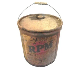 VINTAGE RPM GEAR LUBRICATION SAE 90 5 GALLON DENT RUSTY USED GAS OIL CAN VINTAGE - Picture 1 of 5
