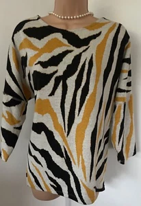 Size 10 M&Co yellow mix stripes 3/4 sleeved jumper top - Picture 1 of 10