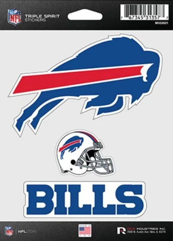 Buffalo Bills Triple Spirit 3 Decals Auto Tumbler Laptop Cut to Shape Cover