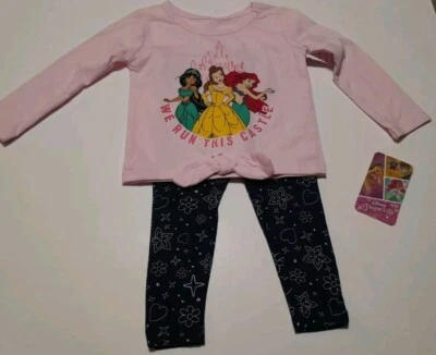 Conjunto de pantalón top e inferior rosa princesa Disney niñas - talla 12 meses nuevo con etiquetas  Foto 1 de 4