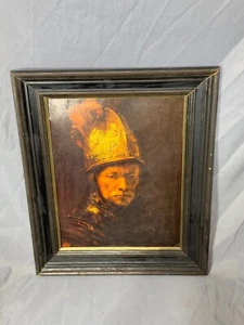 Rembrandt The Man with the Golden Helmet Framed Oil Painting 15"x18" Vintage - Picture 1 of 13