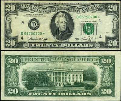 FR. 2071 D* $20 1974 Federal Reserve Note Cleveland D-* Block VF+ Star - Image 1 of 3