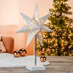 Weihnachtstern Tischlampe - Papierstern H47cm Dekostern Batteriebetrieben LED - Bild 1 von 1