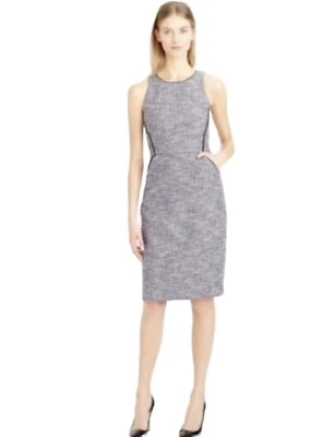 J. Vestido Vaina CREW Para Mujer Talla 8P Azul Marino Tweed con Punta con Bolsillos Nuevo Sin Etiquetas Sin Mangas Foto 1 de 4