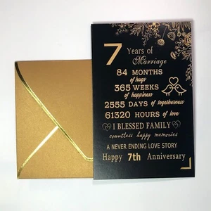 Sweet 7Th Wedding Anniversary Card for Him Her, Surprise 7 Years Marriage Gift - Picture 1 of 6