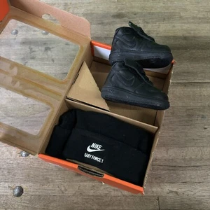 Vtg NIKE Air Force 1 Gift Pack (CB) Baby Size 1c 314565-001 Sneakers Beanie Set - Picture 1 of 7