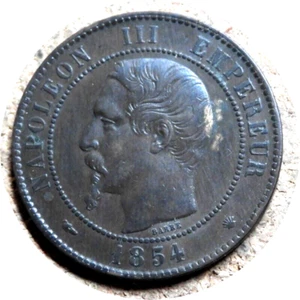 elf France Second Empire 10 Centimes 1854 MA Napoleon III - Picture 1 of 2