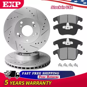 Drilled & Coated Rotors + Brake Pads For 05-11 Dodge Dakota Mitsubishi Raider F - Bild 1 von 8