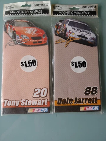 Tony Stewart #20 & Dale Jarrett #88 Nascar Magnetic Memo Pad With Sixty Sheets Cover