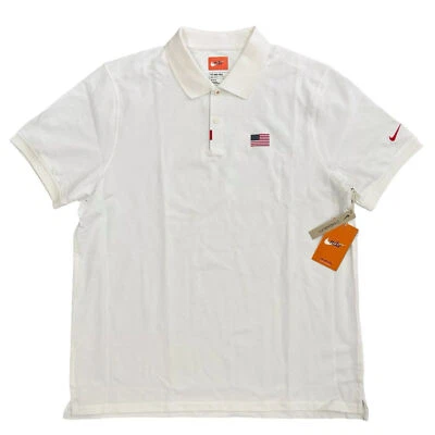 耐克 Team USA Olympic Dri-Fit 针织白色 Polo 衫 PE 中号全新带标签 CT6480-100 — 第 1/4 张图片