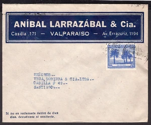 3006 CHILE COVER 1949 PALMS TREE GAY SERIES VALPARAISO - SANTIAGO - Picture 1 of 2