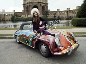 Janis Joplin Sitting on Car Photo 1964 Porsche Hippie Rock Star Singer 8x10 Rp - Picture 1 of 1