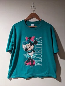 Vintage 80s Minnie Mouse Florida Disney World Green Blue X-Large T-Shirt - Picture 1 of 7