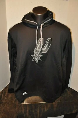 Pulôver Adidas San Antonio Spurs preto com capuz tamanhos adultos novo com etiquetas MSRP $54 - Imagem 1 de 4