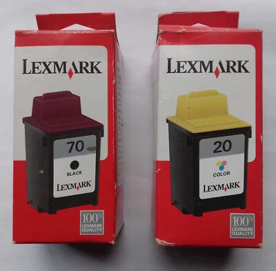 Genuine Sealed (2003) Lexmark 70 Black and 20 Colour Printer Ink Cartridge Set - Image 1 of 4