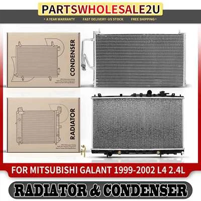 2Pcs Radiator & AC Condenser Cooling Kit for Mitsubishi Galant 1999-2002 L4 2.4L - Image 1 of 4