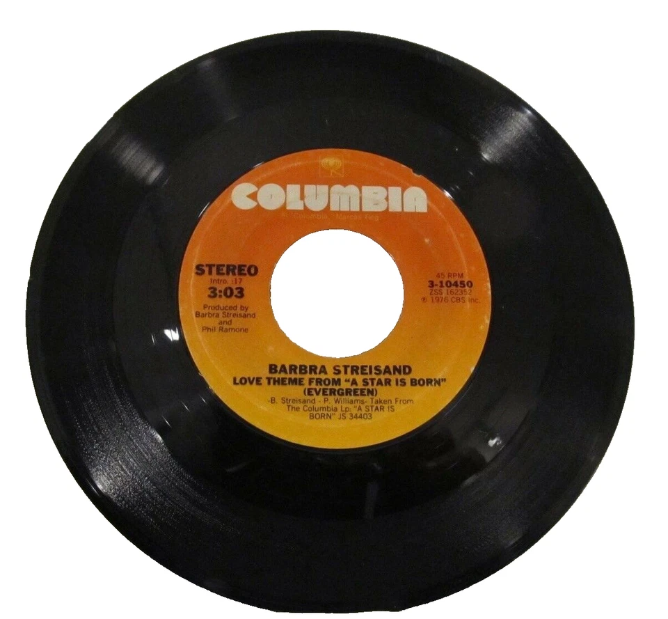 45 RECORD -  BARBRA STREISAND - EVERGREEN - Image 1 of 1