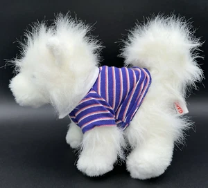 Ganz Webkinz Plush Samoyed Dog HM176 White Long Coat No Code w/ Striped Shirt - Picture 1 of 10