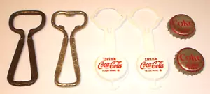 Vintage Lot of 6 Coca-Cola Bottle Openers, Resealer Caps & Cork Lined Caps - Picture 1 of 7