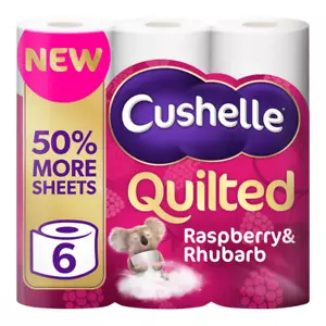 Cushelle Quilted Raspberry & Rhubarb Toilet Tissue 6 Rolls (Case of 1 & 4) - Picture 1 of 11
