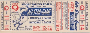 1 1940 ALL-STAR GAME VINTAGE UNUSED FULL TICKET BASEBALL reproduction laminated! - Picture 1 of 1