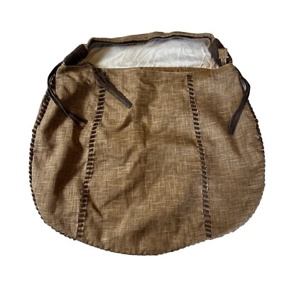 Sonoma Life Style Large Tan Jute Twine Hobo Bag with Leather Accents - Image 1 of 4