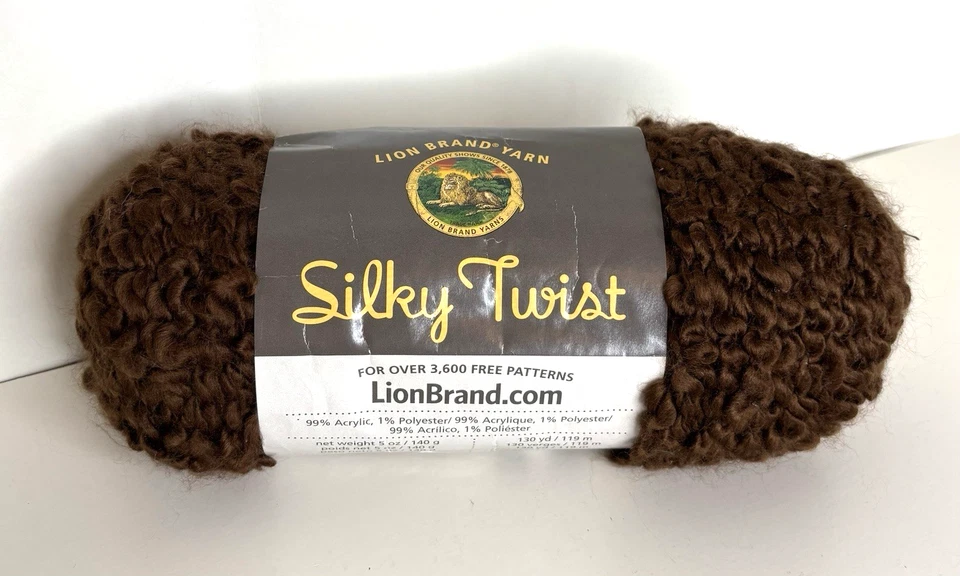 Lion Brand New Silky Twist Yarn Java #927-208 One 5 oz. Skein Super Bulky Brown - Image 1 of 4
