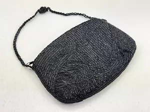 Vintage DeLill Macau Satin Liner Black Fully Beaded Case Bag Purse Handbag - Picture 1 of 8