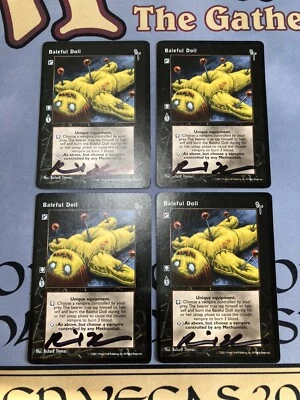 4 x Baleful Doll VAMPIRE TCG Cards Signed by Artist Richard Thomas 2001 - Image 1 of 3