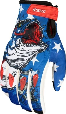 Icon Hooligan American Basstard Mens Textile Motorcycle Gloves Blue - Image 1 of 2