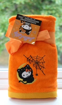NUEVO CON ETIQUETAS Hello Kitty por Sanrio Halloween Gato Negro Telaraña Naranja Toallas de Mano 2PK Foto 1 de 4