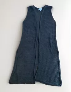 Black Duster Vest Bohemian XL Wind River Crochet Retro Night Club - Picture 1 of 5
