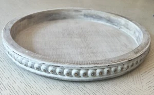 Creative Co-Op White Round Decorative Wood Tray - Picture 1 of 3