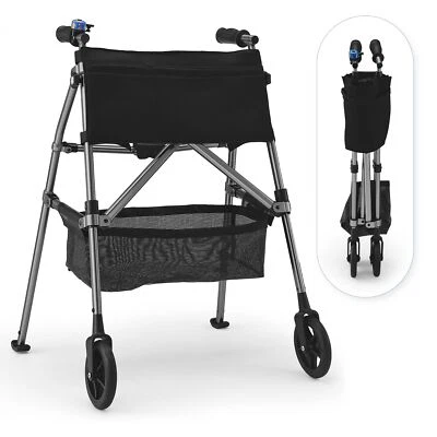 7lbs Rollator Walker Foldable Rolling Walker 330LB Capacity for Senior Blue Gray - Image 1 of 4