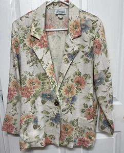 Vintage Joanna Women’s Floral Single Button Blazer Jacket Size M - Picture 1 of 5