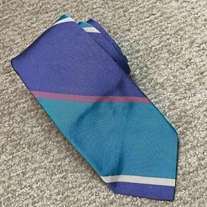 Corbata a Rayas Robert Talbott para Wolf Bros Verde Azul Repp Mogador De Colección - Imagen 1 de 5