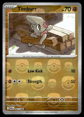 TIMBURR 047/086 MASTERBALL BLACK BOLT POKEMON - Image 1 of 4